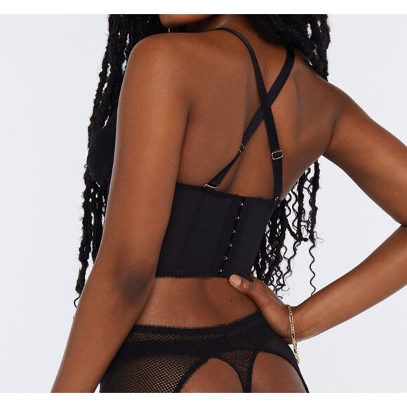 NWT Savage x Fenty Black Floral Glow Bustier with Adjustable Straps Size M - Picture 9 of 11